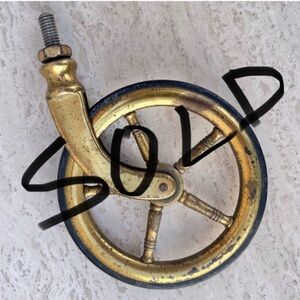 Tea Cart Wheel Brass Vintage 4” Dia. Parts Replacement
